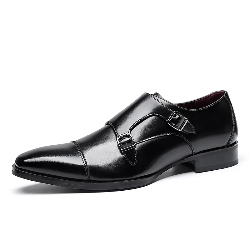 Nuevo diseño de negocios formal de cuero de vaca monje Zapatos Caballero estilo británico hombres zapatos de vestir