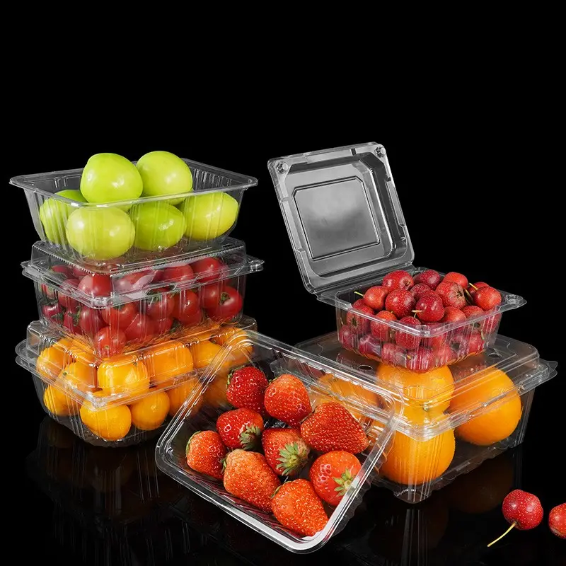 Wholesale Disposable Transparent PET Plastic Food Tray Supermarket Fruit Vegetable Blister Packaging Tray