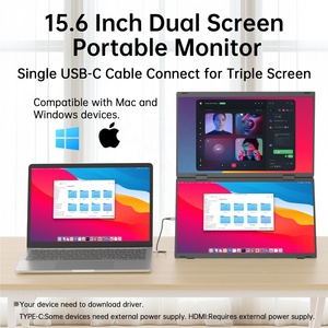 Monitor múltiple Pantalla dual 180 ° Plegable FHD 60Hz Monitor portátil con soporte incorporado para tableta - Product Image 4