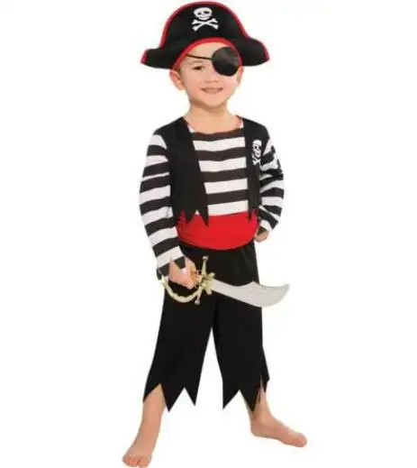 Kids Pirate Costume Toddler Deckhand Captain Hook Fancy Dress Boys Girls Outfit