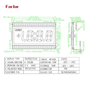 Fabrik billig Kosten angepasst 3,5-stellige TN LCD 7-Segment-LCD-Anzeige für Voltmeter Ampere meter - Product Image 4