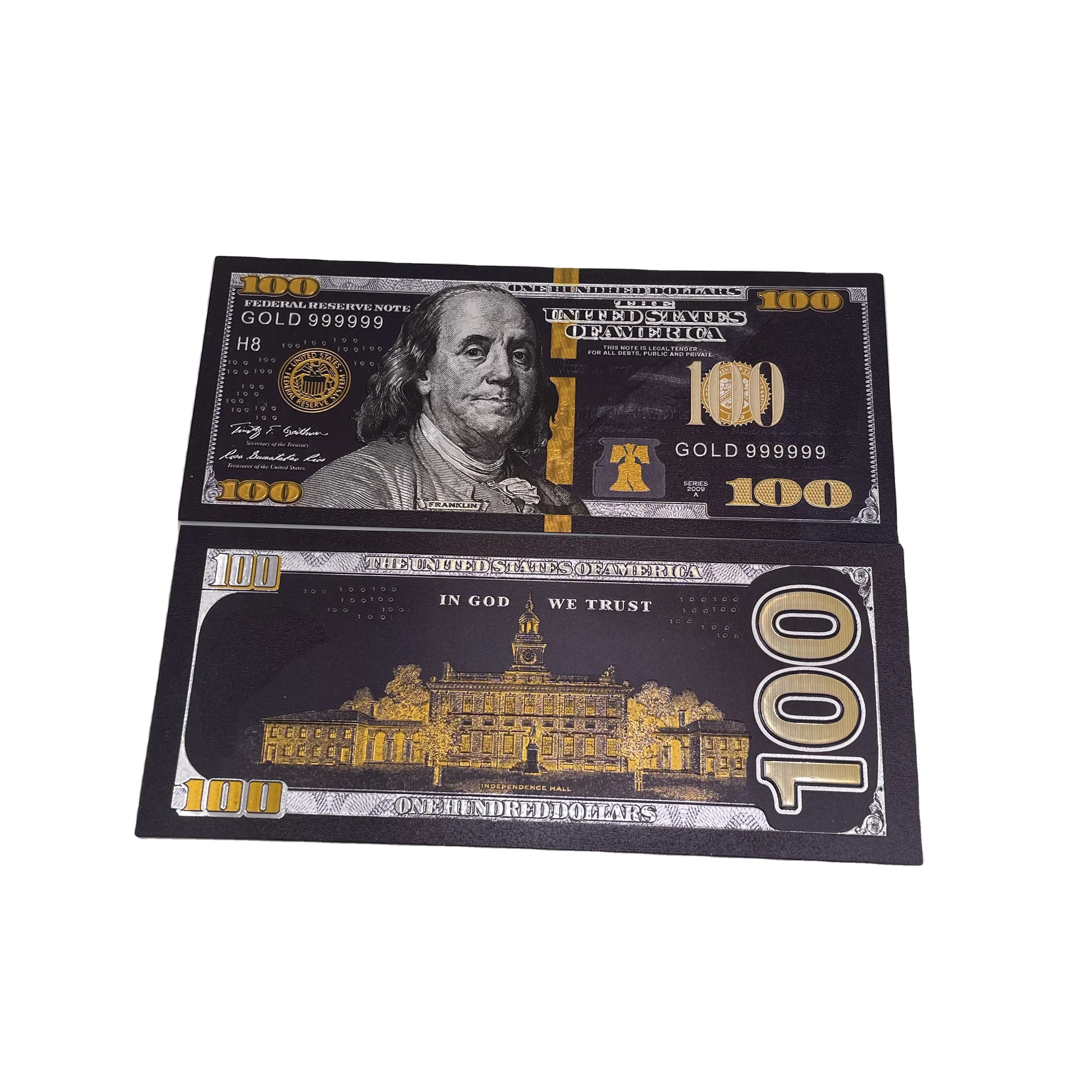 Cool Black Gold Banknote Estados Unidos 100 Dólares estadounidenses EX-President Billetes para colección y grandes regalos