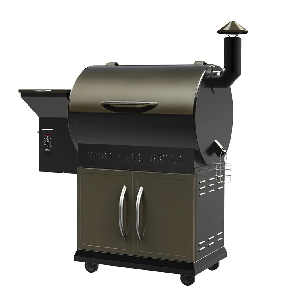 Wood Pellet Grill Smoker Barbecue with Patio Cover Electric Controller Barbeque Machine Commercial Restaurant Heavy Duty