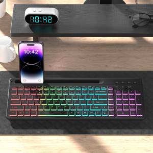 2,4G para Bluetooth RGB teclado silencioso ratón Combo 103 teclas membrana Multimedia inalámbrico para PC ordenador interfaz USB - Product Image 4