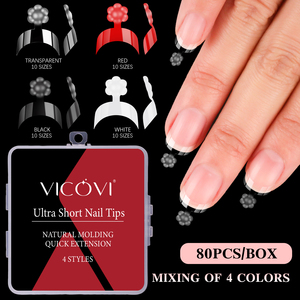 Fabrika 80 adet/kutu Ultra kısa erik çiçeği çivi 4 renk seçenekleri basın-on yapay tırnaklar akrilik Nail İpuçları hızlı kargo - Product Image 6