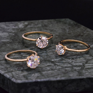 14K Solid Gold 6-Prong Cut Solitaire Moissanite Anel de Noivado 1 CT 2 CT 1.5 CT Anel Dainty Promise para Festas - Product Image 4