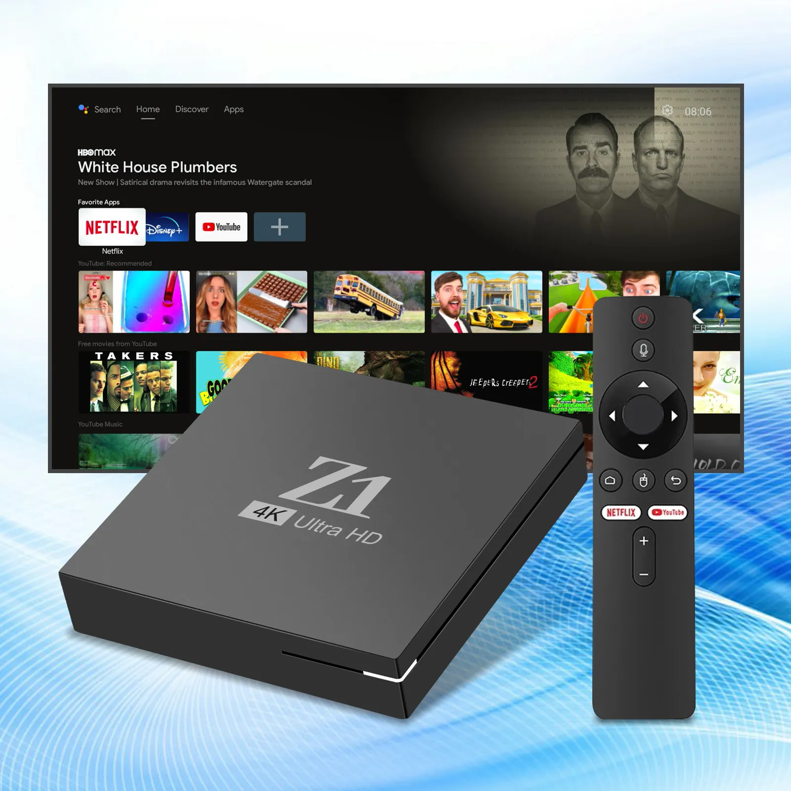 Venta directa de fábrica Hotest OEM Allwinner H313 HD 2G5G WIFI BT Control de voz remoto Android TV Box