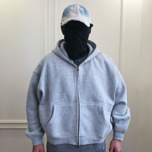 Heavyweight Personalizado Boxy Oversized Bordado Cropped Blanks Zipper Camisola Casual Street Wear Hoodie Mens Roupas de Inverno - Product Image 5