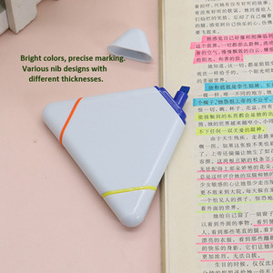 批发定制迷你荧光笔记号笔套装可爱三角荧光笔带斜笔尖学校使用Logo印记 - Product Image 6
