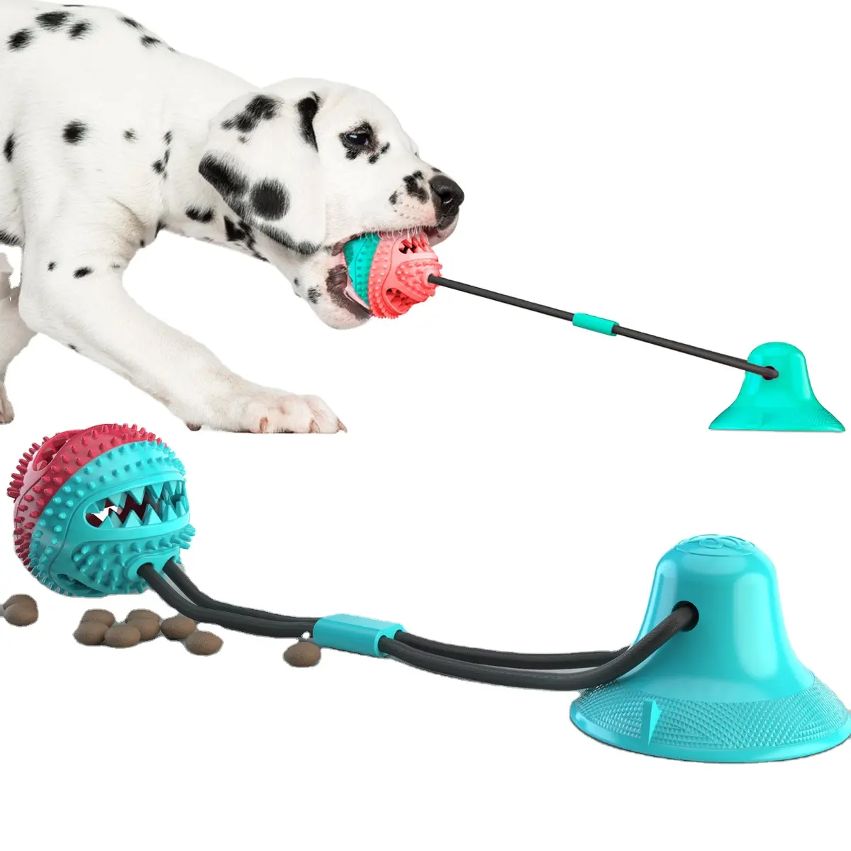 Juguete interactivo para masticar perros, ventosa de limpieza teath, cuerda para morder con bolas, venta al por mayor