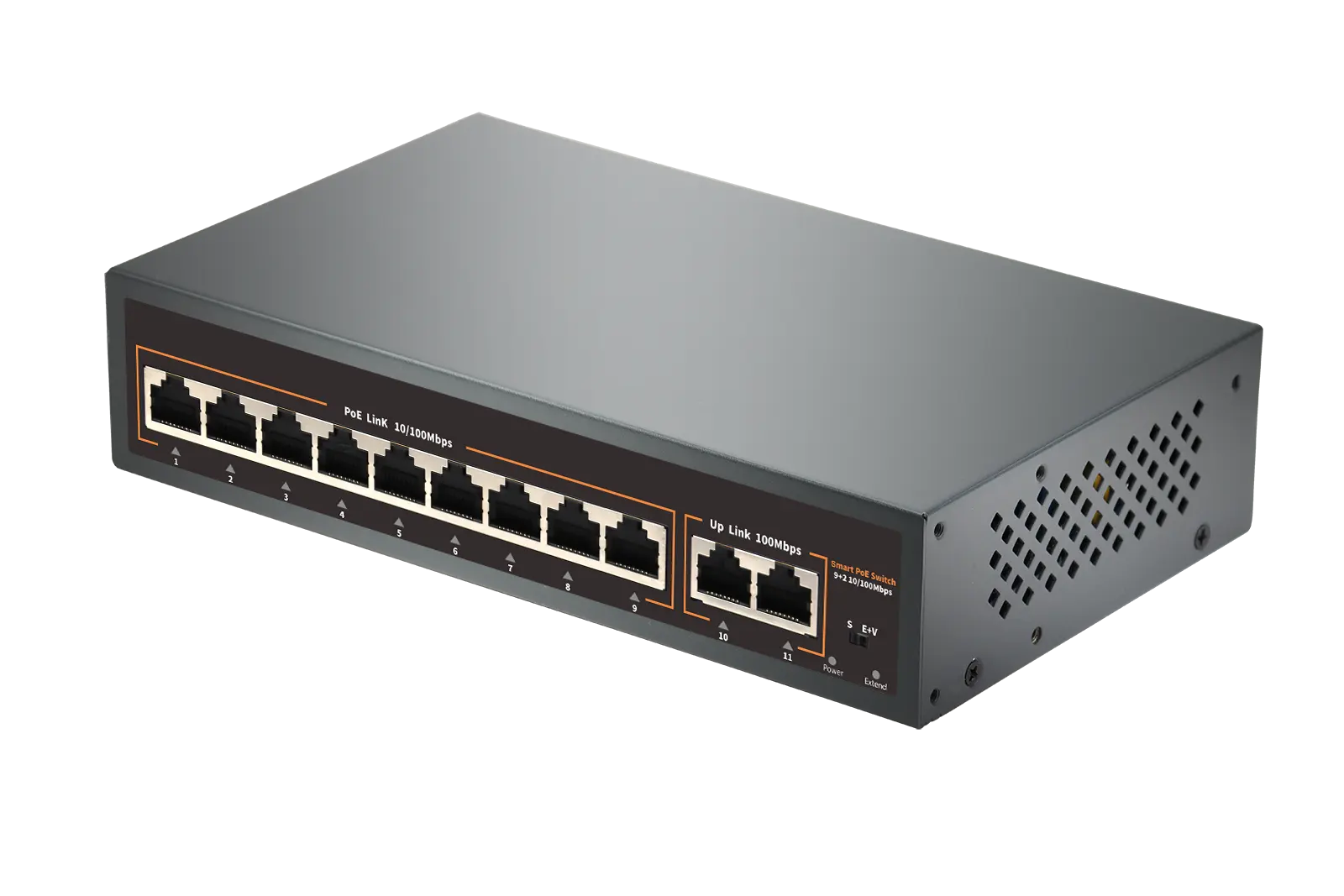 9-port 10/100Mbps POE switch Ethernet switch 120W VLAN uplink 2x100Mbps para IP câmera porta comutação de rede