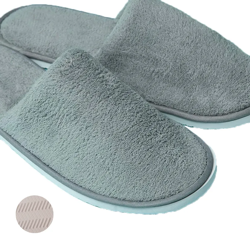 Zapatillas de algodón desechables con logotipo personalizado OEM, venta al por mayor, de lujo, baratas, lavables, para habitación de Hotel, Spa, invitados