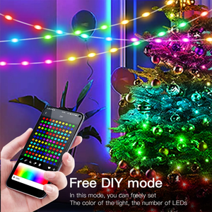 สาย USB LED ไฟราวสำหรับเทศกาลคริสต์มาส5V แอดเดรสได้ RGB IC IP65ไอเดียแผงควบคุมแอพม่านแสงนางฟ้าสำหรับสวนกลางแจ้ง - Product Image 3