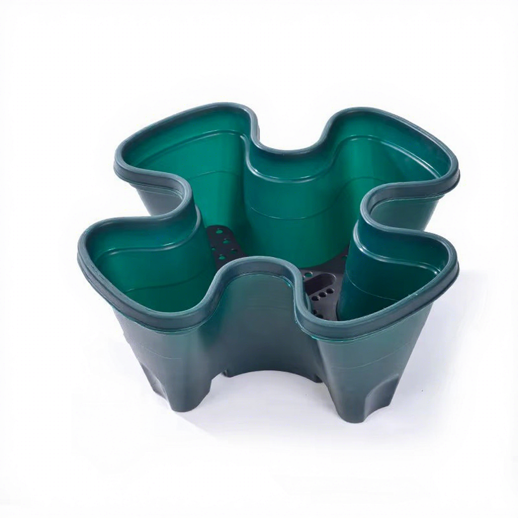Pot de fleur à quatre pétales vert foncé