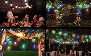 Smart <strong>Color</strong> <strong>Changing</strong> <strong>LED</strong> Outdoor String Lights 27ft, APP & Remote Control, IP66 Waterproof, 10 Bulbs For Patio & Garden - Product Image 4
