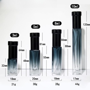 高度な3ml 5ml 10mlガラス香水瓶小型フラットスクエア勾配デザインポンプスプレーシール付き - Product Image 3