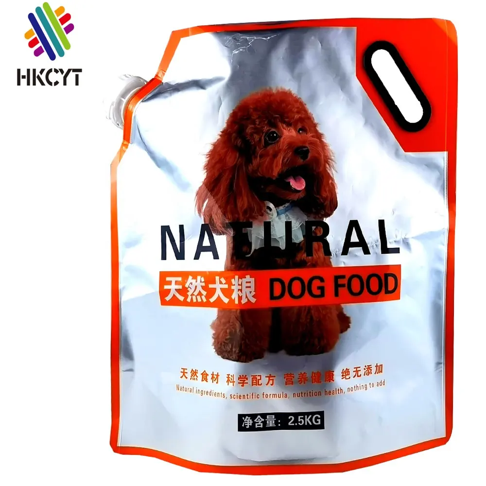 2.5kg 3kg 5kg Free Sample Custom Dogs Food Bags Spout Standing Pouch Plastic Laminated Food Bags