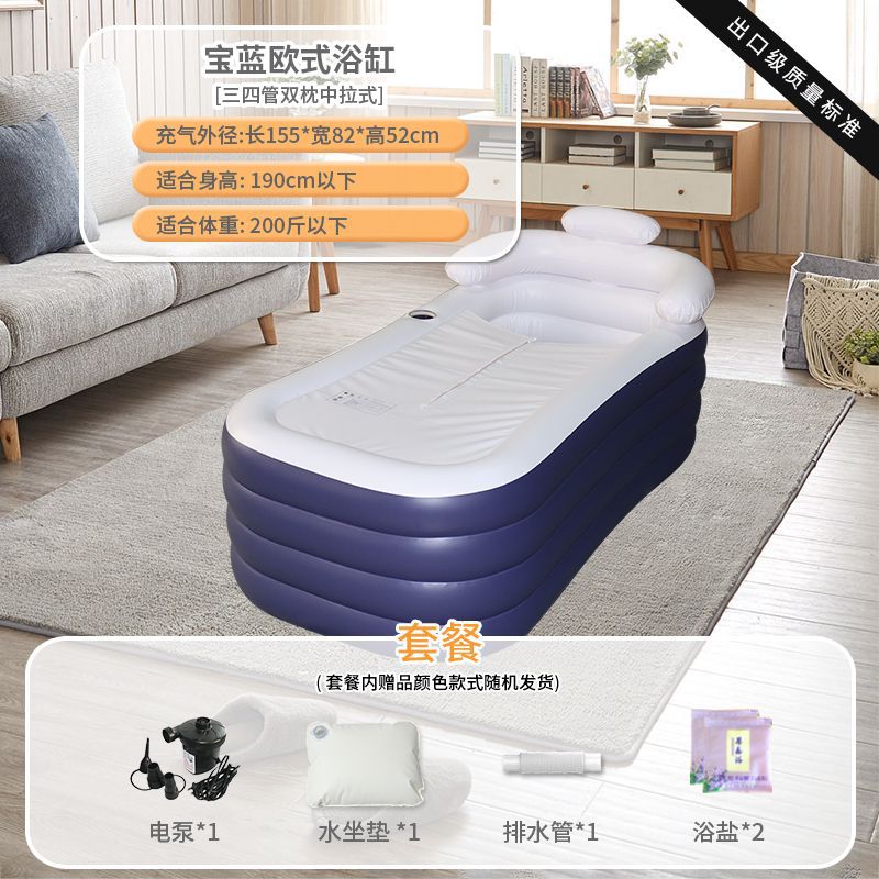 Double oreiller bleu royal de style européen