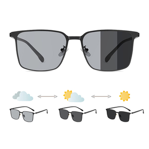 Роскошные Нержавеющие Фотохромные Мужчины Солнцезащитные Очки Высокое Качество Металл Квадрат Поляризованный Изменение Цвета Сол - Product Image 1