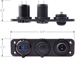 4合1汽车插座充电器面板，带双QC3.0 usb端口电压表电源插座开关 - Product Image 5