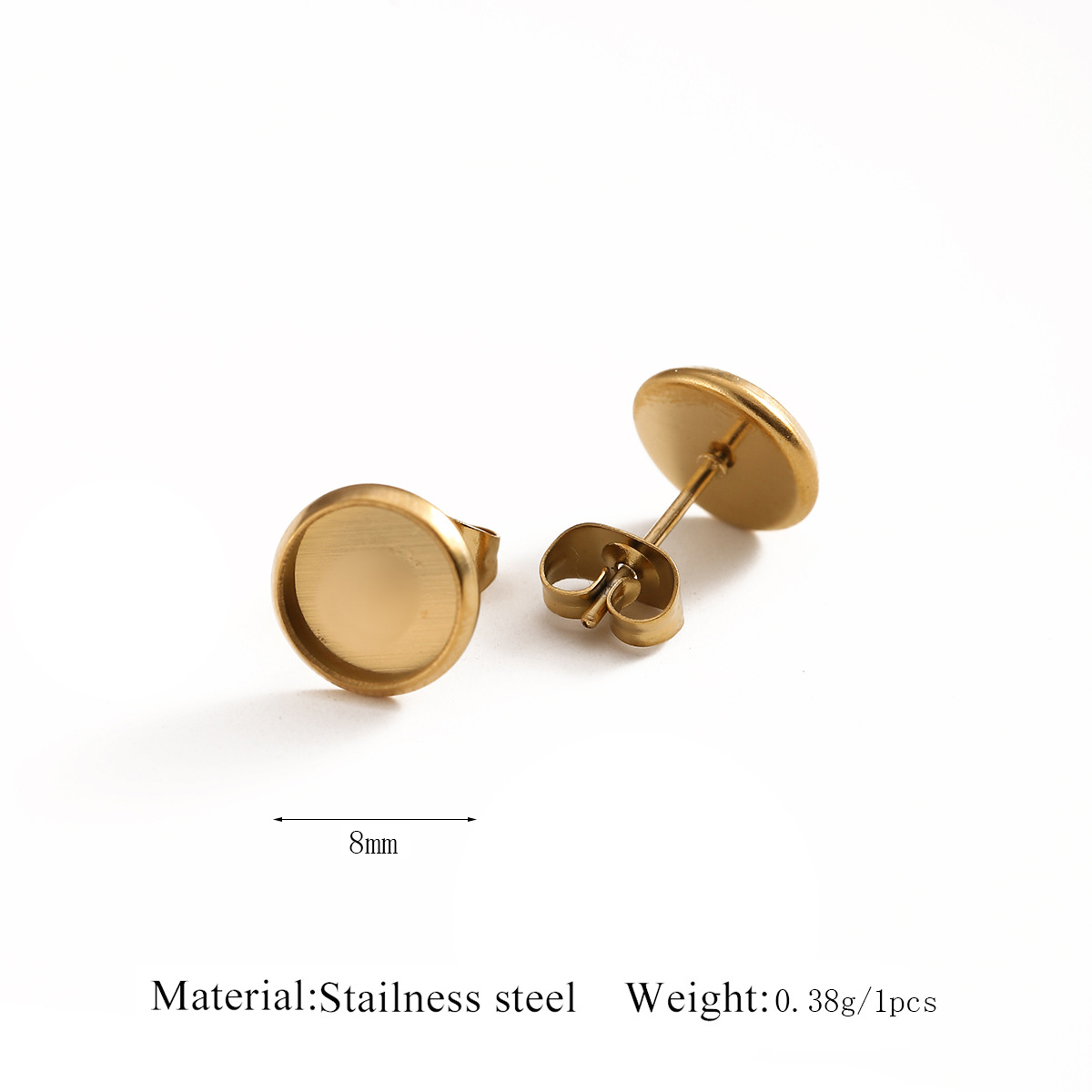 Disque doré de 8 mm pour soudure d'oreille à broche.