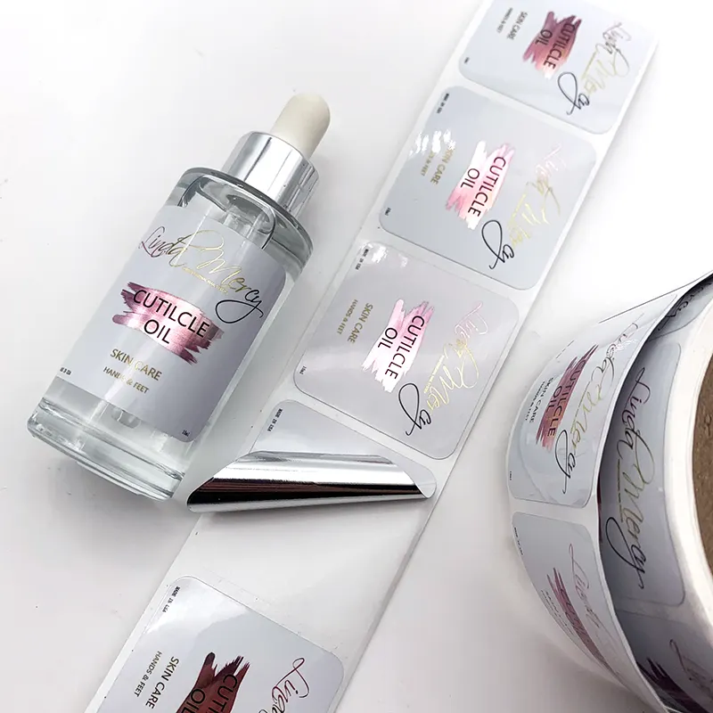 Etichette di imballaggio per la stampa di adesivi in vinile lucido con Logo aziendale di marca cosmetica personalizzata per prodotti per la cura della pelle