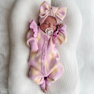 Kızlar için yüksek kalite özelleştirilmiş Customized bebek Raglan örgü omuz papatya desen fırfır Romper Snap düğmesi maç fırfır battaniye - Product Image 1