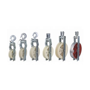 Aluminium <strong>Single</strong> Nylon Sheave Pulley <strong>Block</strong> Durable <strong>Stringing</strong> Roller Pulling Cable Overhead Electric Power Tools OEM Construction - Product Image 1