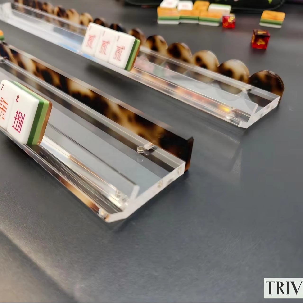 Clear racks with Amber tortoise pushers
