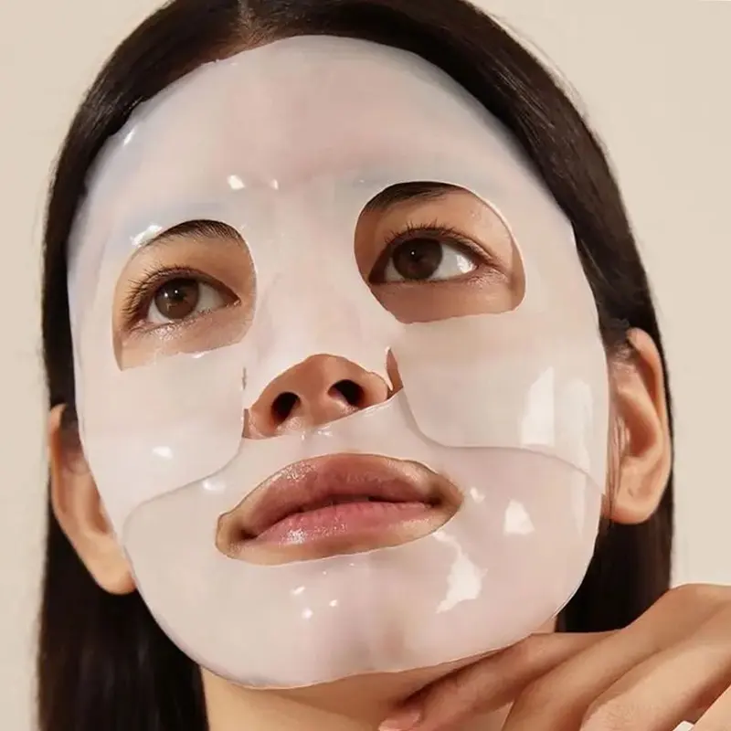 Máscara de folha facial descartável de hidrogel branco para dormir durante a noite, anti-rugas e firmantes, logotipo OEM