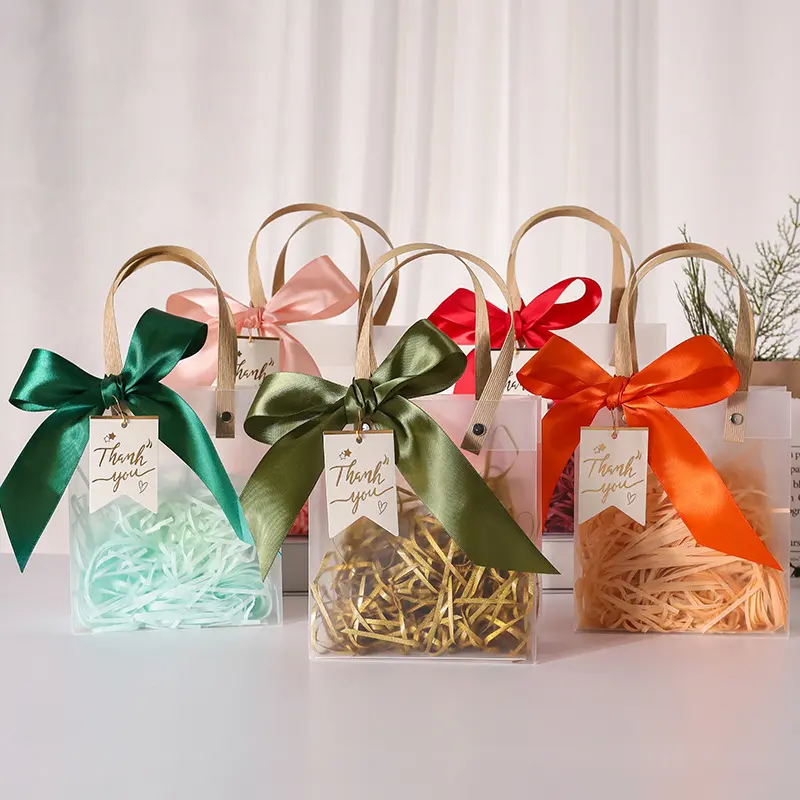 Bolsa de regalo esmerilada transparente personalizada, bolso de regalo de boda de cumpleaños, bolsa de dulces de regalo transparente