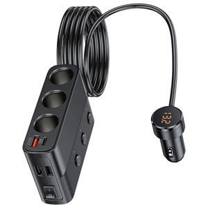 QC 3.0 USB PD Car <strong>Charger</strong> <strong>One</strong> to Three Cigarette Lighter Conversion Plug Type-C Phone Compatible 125W Output Power 5V/3A - Product Image 2