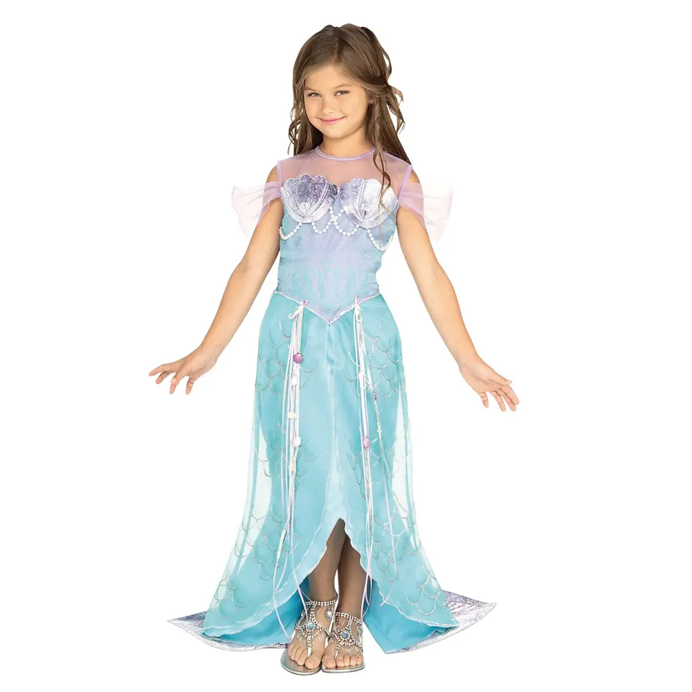 Halloween Per Bambini Cosplay Principessa Sirena Blu Viola Vestito Da Partito-HSG9544