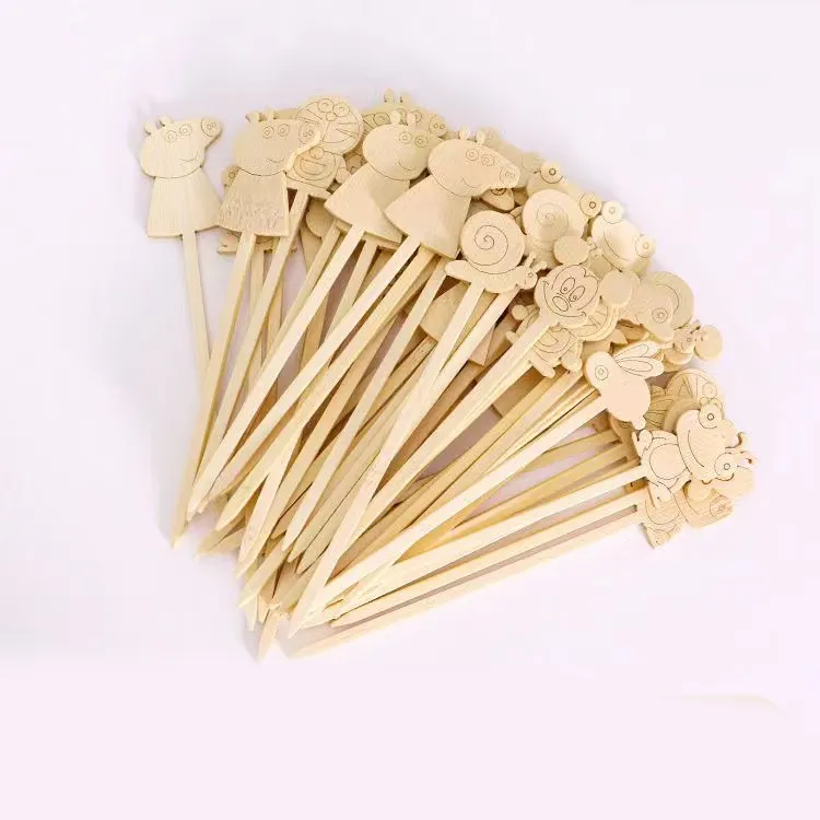 Forchetta da frutta di bambù usa e getta nuova di zecca di alta qualità per bambini a forma di animale