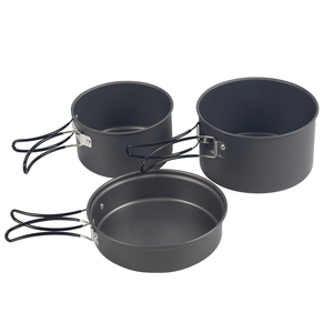 Cứng anodized nhôm 3 cái cắm trại Backpacking <span class=keywords><strong>Cookware</strong></span> <span class=keywords><strong>Set</strong></span> - Product Image 1