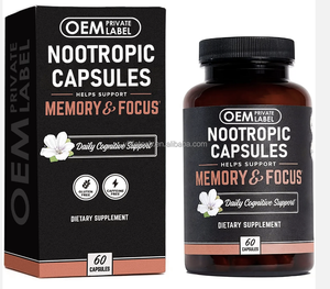 Cápsulas nootrópicas Suplemento cerebral Alpha GPC, L Theanine & Bacopa Monnieri Concentración de enfoque Mejora la memoria Nootropics Cerebro
