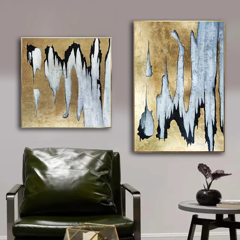 Kit de pintura al óleo abstracta de arte moderno para sala de estar, pinturas de pared grandes para colgar, con marco