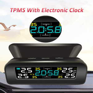 Universal TPMS inalámbrico de control de presión de sistema de energía Solar reloj LCD Display 4 Sensor externo de los sensores de presión - Product Image 4