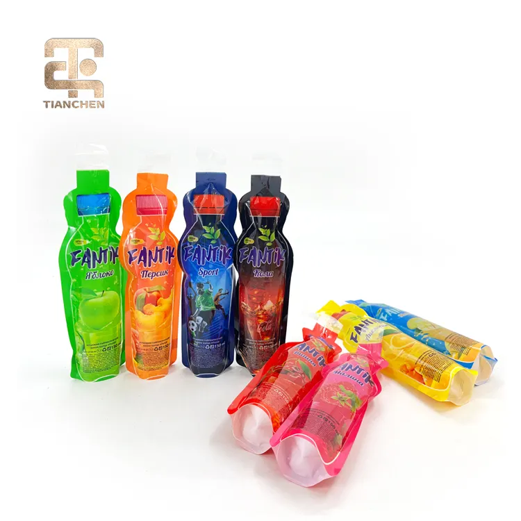 अनुकूलित प्लास्टिक आकार का तरल इंजेक्शन पानी पाउच प्लास्टिक पेय पैकेज पेय पाउच फल के आकार का पैकिंग बैग