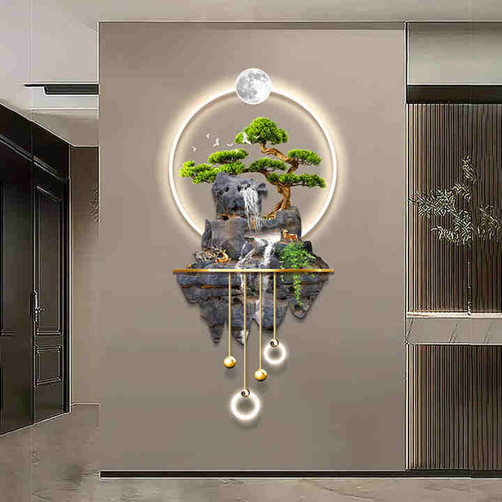 3D Three-dimensional Modern Luxury Porch Decorative Painting High-grade LED Light Mural Hotel Living Room Hanging Picture