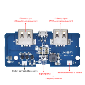 18650 5V 2Aパワーバンク充電器モジュール充電回路基板ステップアップ電源モジュール2AデュアルUSB出力1A入力 - Product Image 2
