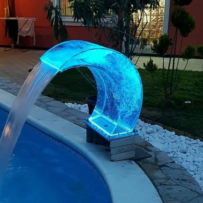 Cortina LED de pared para piscina, adornos de jardín para exteriores, acrílico, cascada