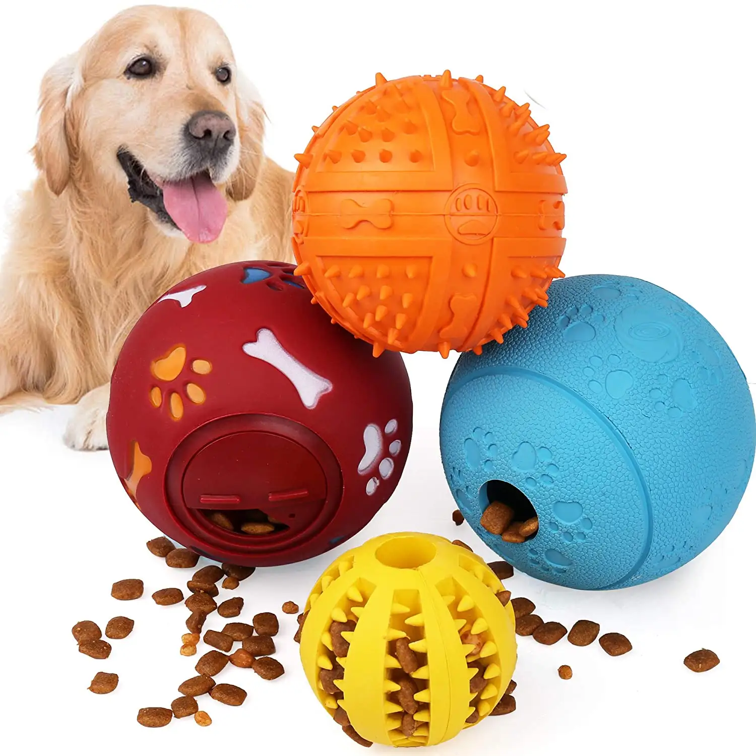 Divertido juego Iq, rompecabezas para mascotas, comida interactiva, alimentador lento, dispensador de golosinas, bolas para masticar, juguete para perros, bolas para perros
