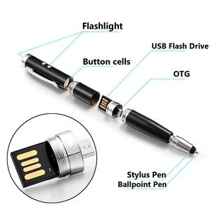 Penna a sfera Usb multifunzione 4 In 1 personalizzata con luce puntatore Laser a Led chiavetta usb stilo Pen drive - Product Image 5
