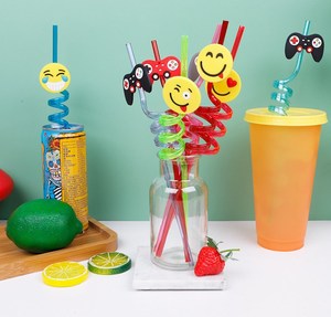 热卖可爱动画卡通搞笑循环吸管宠物定制吸管塑料可重复使用吸管 - Product Image 4