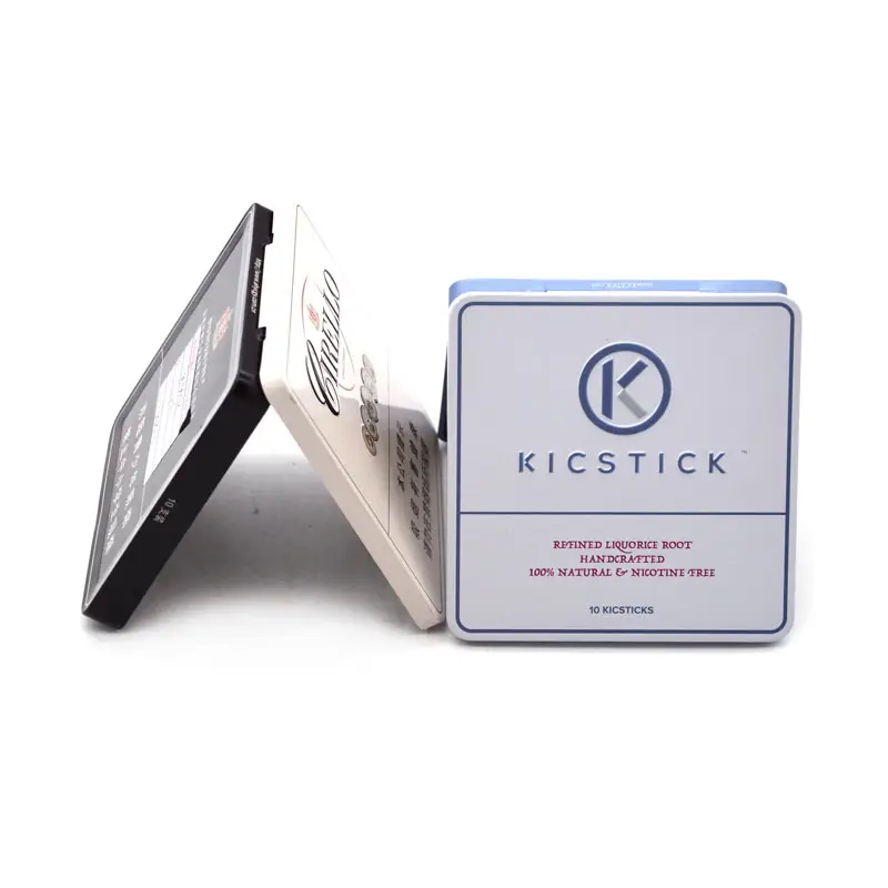 Maßge schneiderte kleine quadratische Zigaretten verpackung Metall dose mit Scharnier Mandarine Peel Tea Tin Box