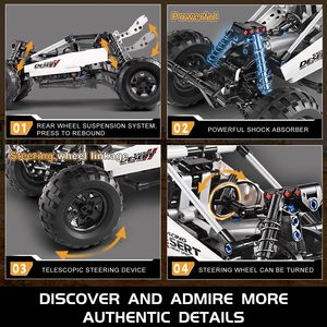 409 adet çöl yarış yapı kiti uzaktan kumanda Off-Buggy araba yarışçı araba oyuncak yapı taşları RC araba çocuklar için yaş 8 + - Product Image 4