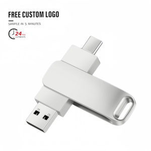 USB 2.0 TYPE-C闪存驱动器USB C闪存驱动器金属银新产品可旋转定制标志记忆棒 - Product Image 2