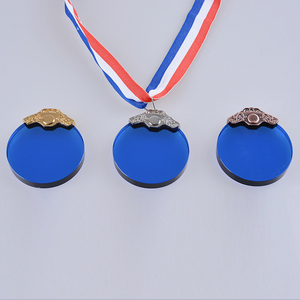 Leere klare und blaue Kristallglas geformte Medaillon-Medaillen MH-J0948 - Product Image 2