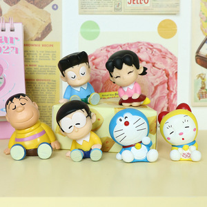 6 cái/bộ Manga bức tượng <span class=keywords><strong>Doraemon</strong></span> vai để Vai ngủ Figura PVC Anime hình Catcher gachapon Hộp trứng trò chơi giải thưởng đồ chơi - Product Image 1